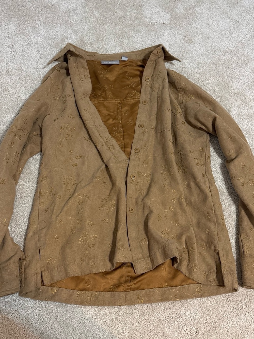 croft & barrow Embroidered Button-Front Jacket in Camel Brown